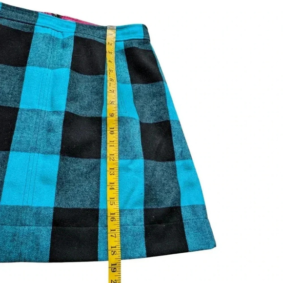 Banana Republic  Mini Skirt Turquoise Black Buffalo Plaid Check Women's size 10 - Picture 15 of 15